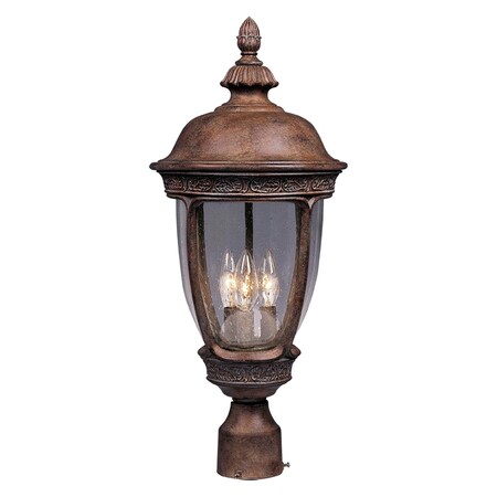 Maxim Three Light Sienna Seedy Glass Post Light 3461CDSE
